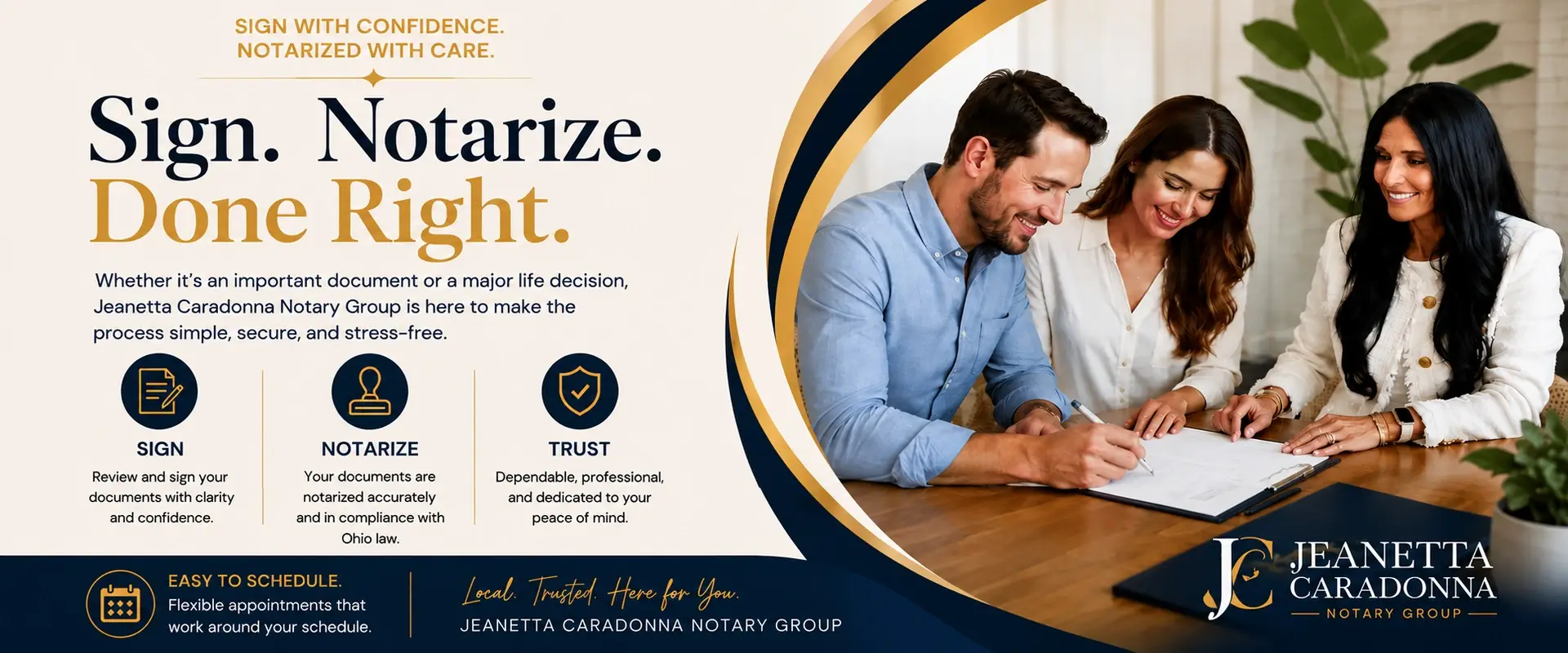 Jeanetta Caradonna Notary Group helping clients sign and notarize documents in Ohio